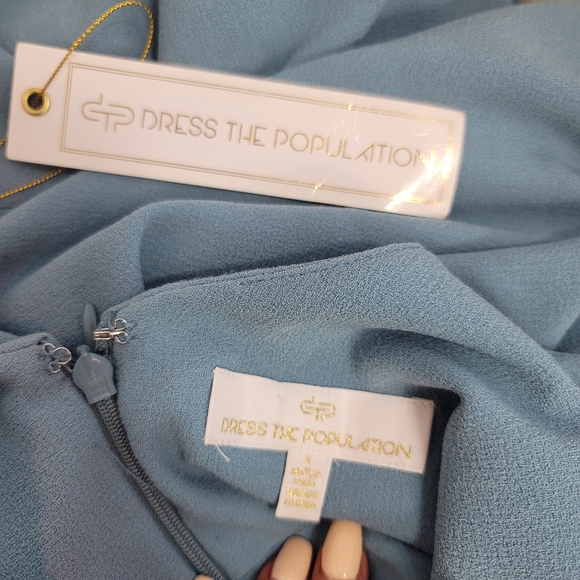 DRESS THE POPULATION SEA BREEZE SKY BLUE JODI EVENING MERMAID GOWN WOMEN… - Picture 7 of 16